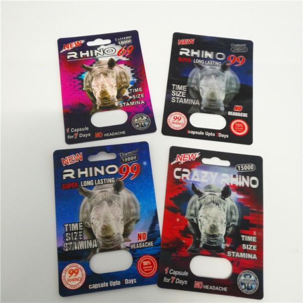 Диаграмма таблетки носорога Эхансемент карт контейнера 3Д волдыря складывая коробка носорога мужской упаковывая бумажная