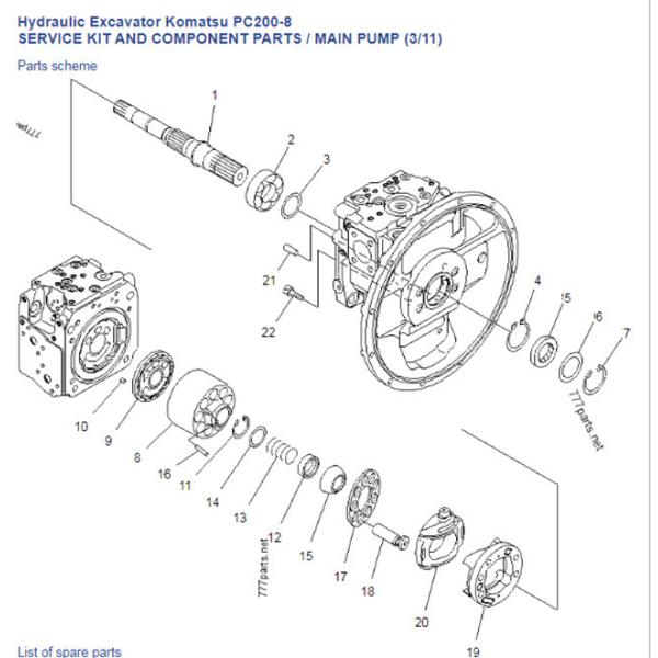 HPV95H K3V112 K3v112dt k3v112dtp  PC200-8 Komatsu Parts Hydraulic Main Pump 708-2L-01500 For Excavator