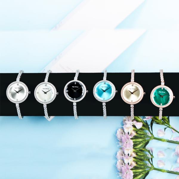 Luxury Stainless Steel Jewelry 26mm Small Quartz Bracelet Watch Fashion Zircon Shell