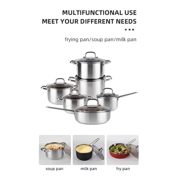 Горячий продавая Cookware нержавеющей стали 12pcs установил варить наборы Cookware баков и лотков торнадо