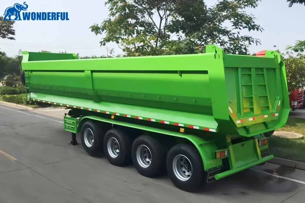 40t Transport Needs Tri-Axle Efficient Accessories Aluminium Hydraulic Cylinder Side Wall Steel Farm Grain Sand End Rear Dump Tipping Tipper Semi Trailer Dumper