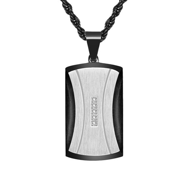 Collier de pendentif carré en acier inoxydable pour hommes Collier de pendentif chrétien avec chaîne d'incrustation bleue