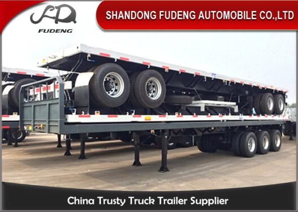 13m Steel Lock Flatbed Container Trailer For Steel Pump / Container Transportation