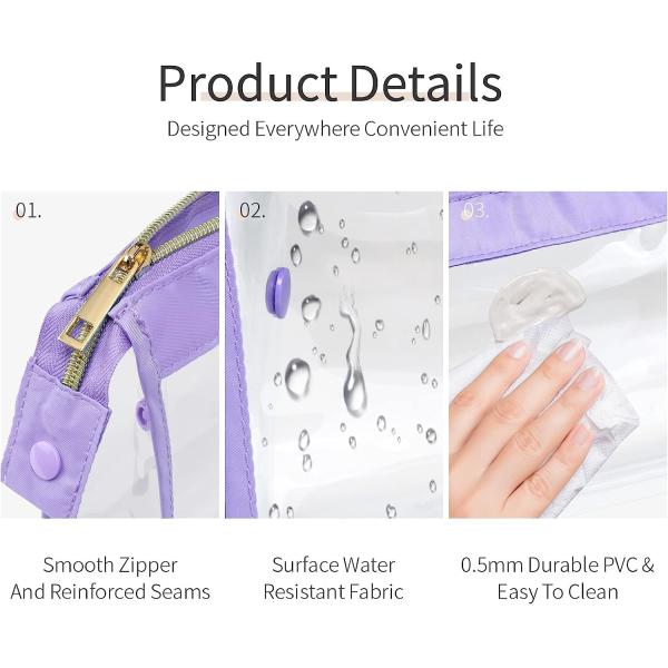 Clear  Waterproof TSA Approved Toiletry Bag for Travel, Durable Clear Travel Bags for Toiletries