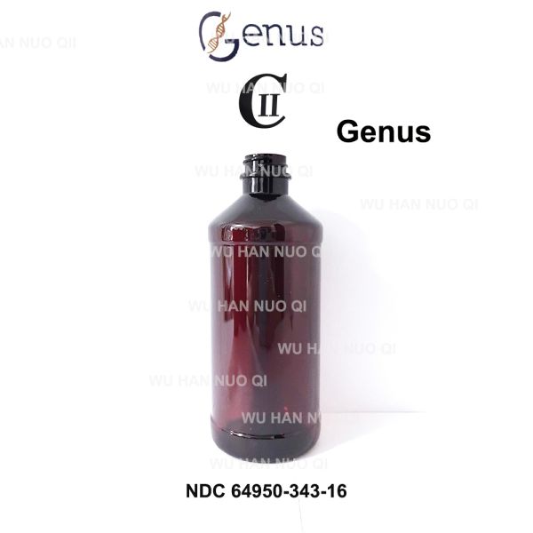Screen Printing 473ml Empty Square Pet Amber Oblong Arch Cough Syrup Bottles Red Writing Crc Cap Foil Seal Closure Type