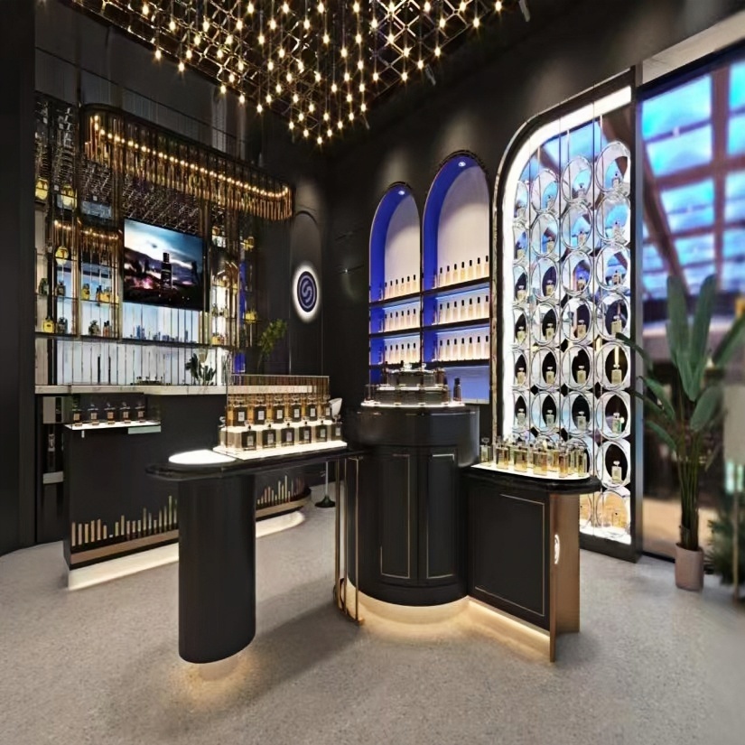 Modern Cosmetic Shop Furniture Perfume Display Cabinet Glass Showcase
