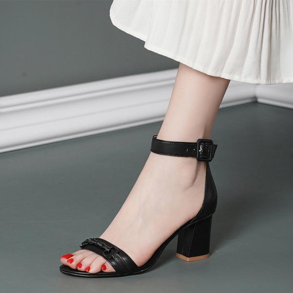 Summer High Heels Women'S Shoes Open Toe Suede Sexy Word Buckle Women Ankle Strap Sandals
