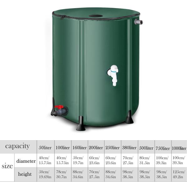 Collapsible Rain Barrel Water Storage Containers-53 Gallon Portable Rainwater Collect System Water Tank To Collect Rainwater From Gutter Downspout Water Catcher With Spigots,Filter＆Overflow Kits