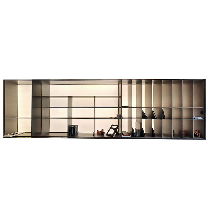 Living Room Decoration Aluminum Alloy Wall Mounting Hanging Storage Shelves Racks Cabinet With Backboard Light