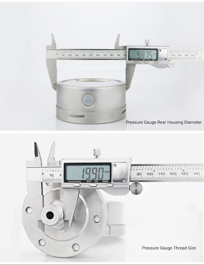 High Precision 1.6% YTP100BF Diaphragm Seal 4 Inches Manometer Pressure Gauge