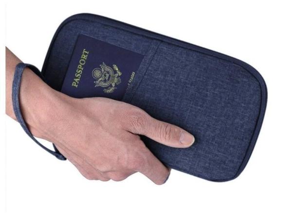 300D Polyester Travel Wallet Passport Holder Document Organizer For Men