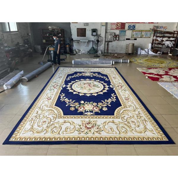Handmade Turkish Silk Marine Carpet with Customized Trellis Pattern and Craftsmanship
