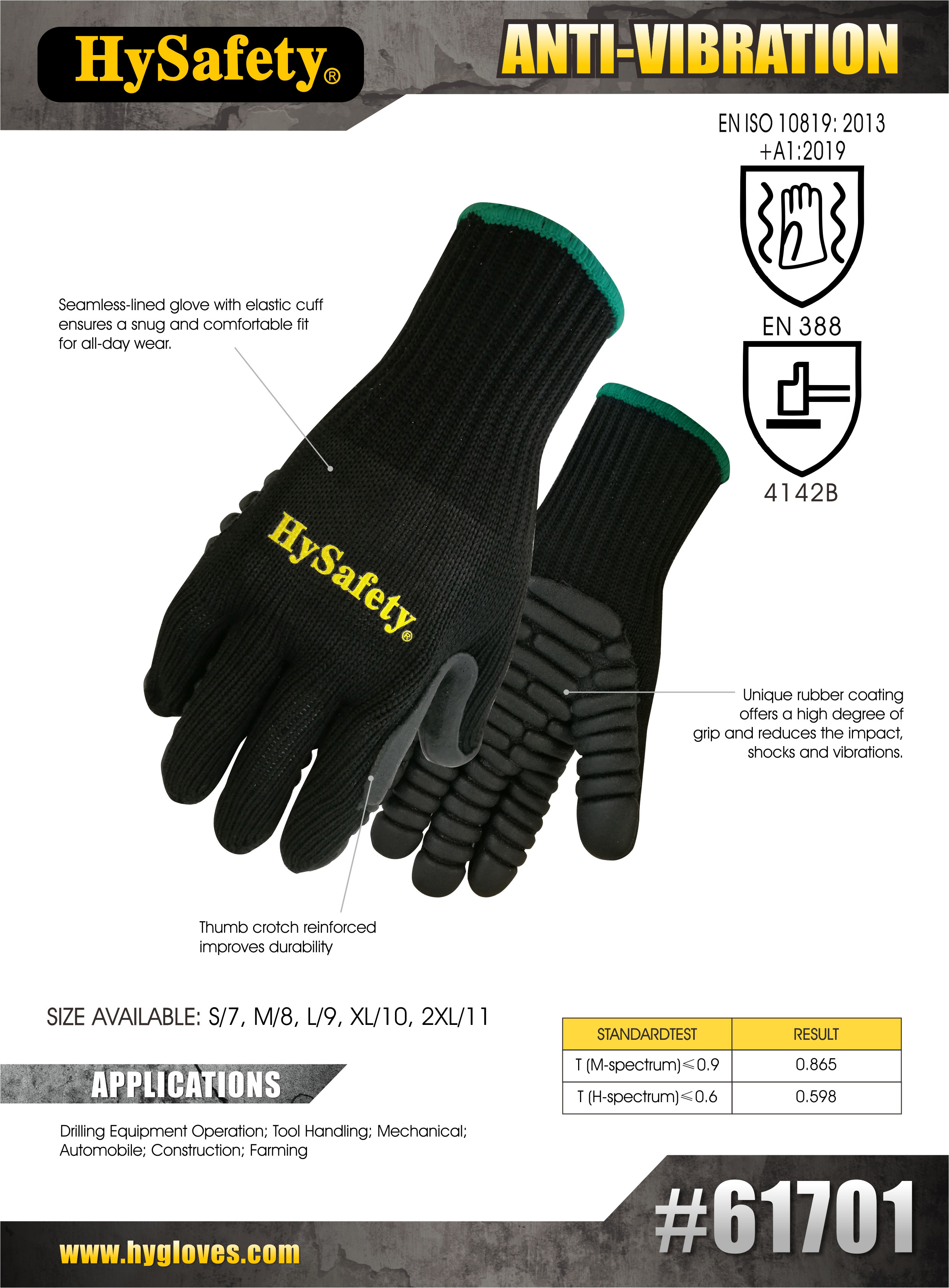 Tunnel Rubber Chloroprene Anti-vibration gloves with EN ISO10819 Certified