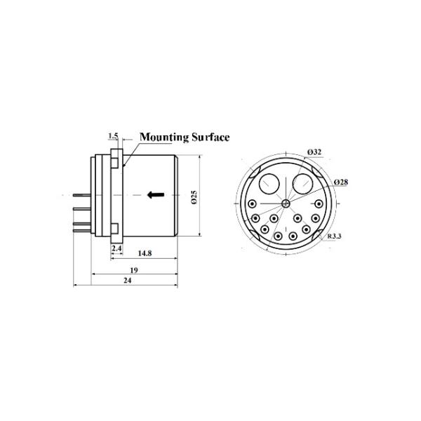 Accuracy Vibration Peak Sine Accelerometer Sensor for Extreme Temperatures Storage Temperature -55°C~+190°C