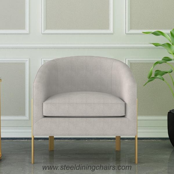 Italian Hotel Office Living Room Stainless steel Linen 1 Seater Sofa