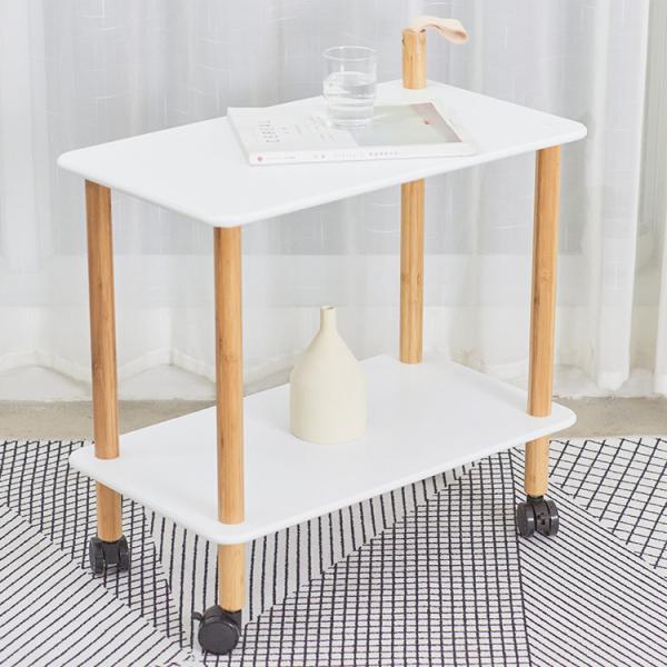 ODM Natural Bamboo Wooden Rolling Kitchen Cart On Wheels