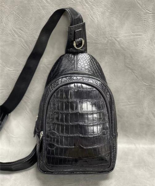 Exotic Crocodile Skin Men's Chest Bag Authentic Genuine Alligator Leather Male Messenger Bag Crossbody Shoulder Bag