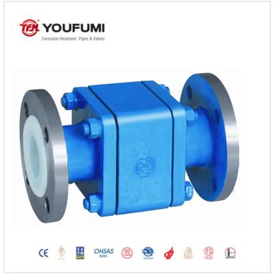 WCB PFA Lined Check Valve Ball Type Chlor Corrosion Resistant Alkali Use