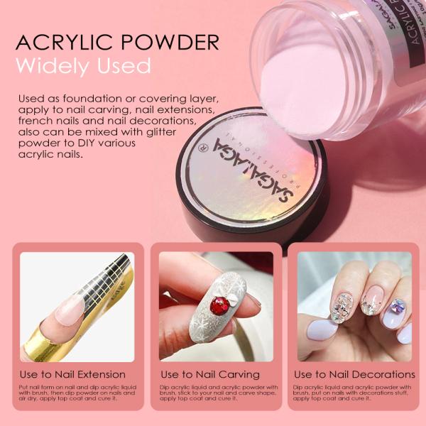 10g 30g 50g Capacity SAGALAGA Glitter Acrylic Powder No Lamp Needed for Professional Results