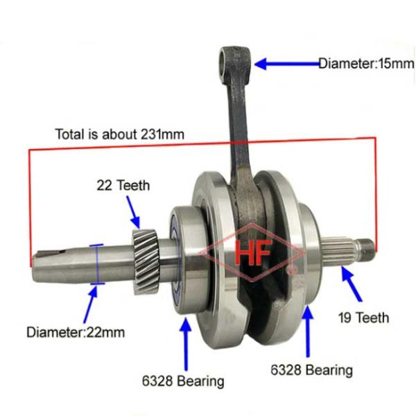 Steel 22 Teeth Honda 125 Parts And Accessories , 231mm Motorcycle Engine Crankshaft