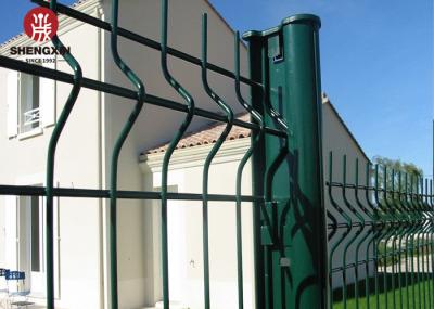 Round Post 3d Welded Wire Mesh Fence , Iron Curved Metal Wire Fence V Fold