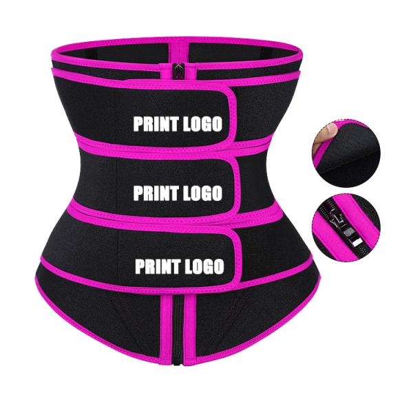 HEXIN Neoprene Body Shaper 3 Belt Zipper Waist Trainer for Belly Slimming