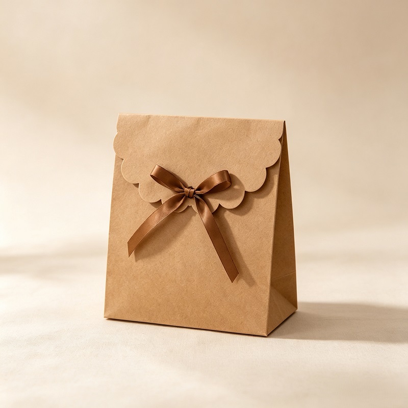 Aesthetic Scalloped Flap Gift Bags For Wedding And Party Favors