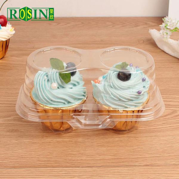 Transparent Plastic Bakery Packaging 2 Count Plastic Cupcake Containers