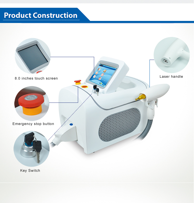 Q Switched Portable ND YAG Laser Tattoo Pigment Removal Skin Rejuvenation Equipment