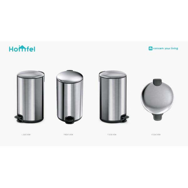 30L Stainless Steel Household Stylish Thin Lid Pedal Trash Bin Waste Bin Dustbin Soft Close Round Metal Trash Can ROUND