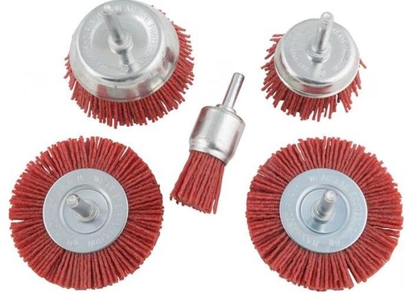 Red Bristle Nylon Filament Abrasive Wire Brush Kit for Drill
