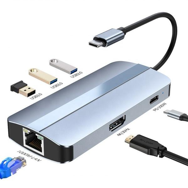 USB C type C entrée mâle 6 en 1 hub avec 4K HD HDMI USB 3.0 2.0 RJ45 Lan Ethernet OEM