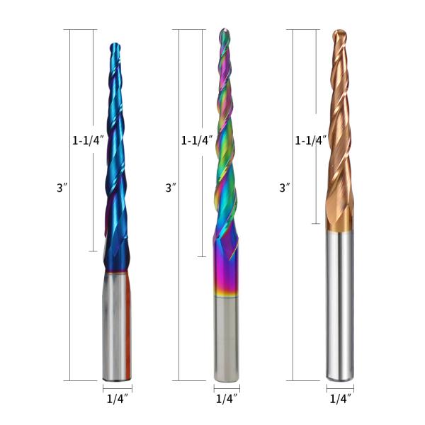 Broca de fresado de punta esférica 1/4 personalizada de alta calidad y bajo precio YingBa, fresa de extremo para fresadora CNC, broca de grabado CNC de carburo