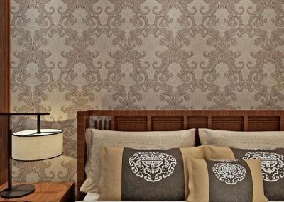 Washable Victorian Style Wallpaper For Living Room , Contemporary Damask Wallpaper Mould Proof