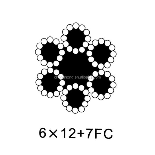 6x12 7FC câble câble câble câble câble acier au carbone haute résistance 6mm câbles en acier galvanisé standard AiSi