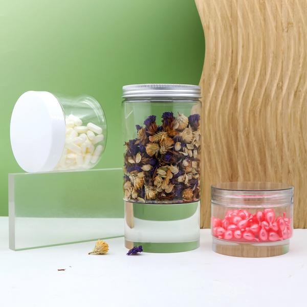 JXPACK wholesale empty jar, plastic transparent wide-mouth bottles, suitable for creams, candy, nut, etc