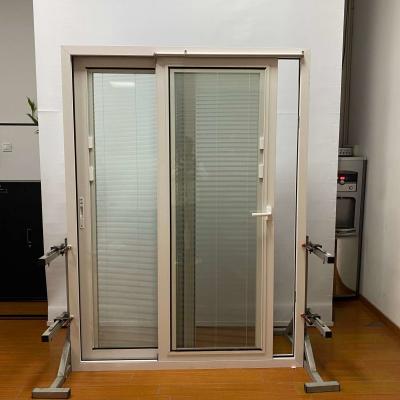 Side Opening Soundproof Patio Doors  Exterior Aluminum Sliding Doors With Inner Shutter Handle Lock Control