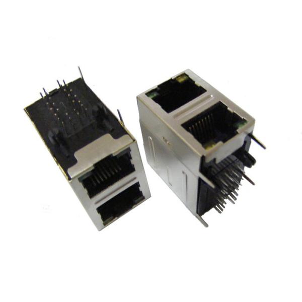 10/100 Base - T Dual RJ45 Jack PA66 Plastic For Ethernet Network Equipment
