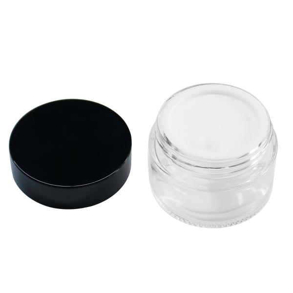 10g,20g,30g,50g,transparent Glass Eye and Face Cream Jars With Black Lids Cosmetic Containers