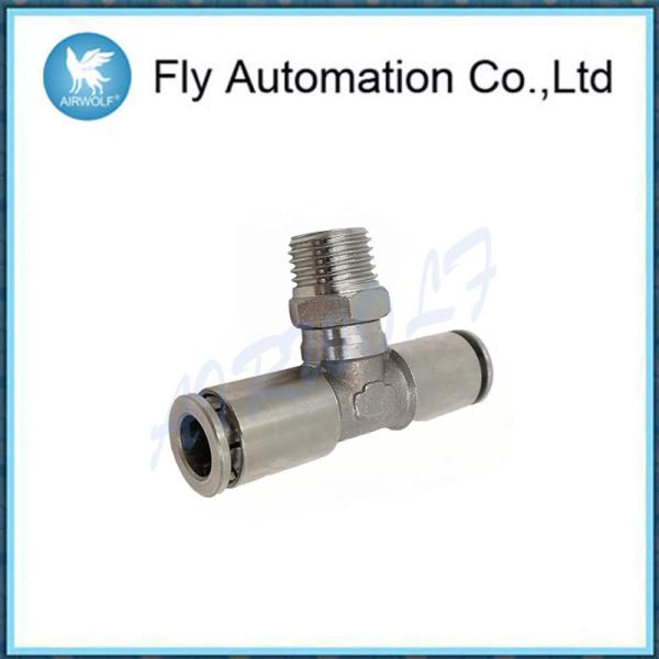 S6430 Series Pneumatic Pipe Fittings Swivel Male Tee Sprint Nickel Plated Brass