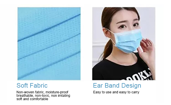 Elastic Earloop 3 Ply Face Mask 50pcs Disposable For Filter Pollen