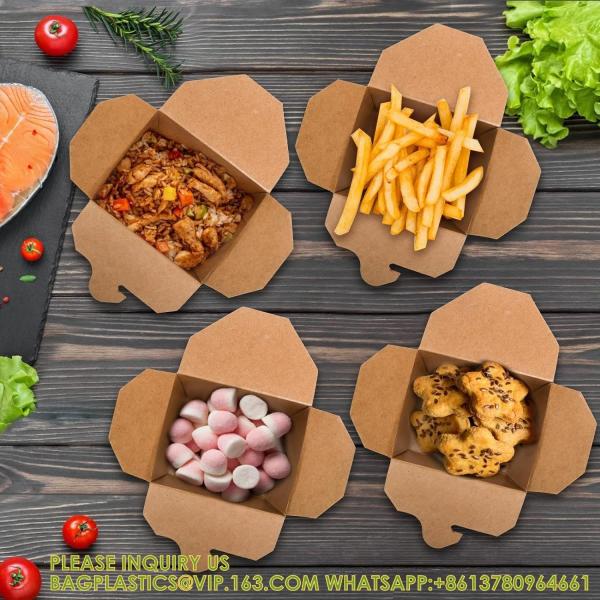 Takeout Boxes Paper, 8 OZ Take Out Food Container, Kraft Small To Go Box, Recyclable Brown Cardboard Food Pails