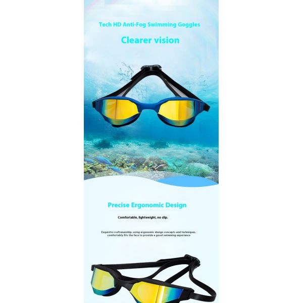 Professional swimming goggles, featuring anti-fog, waterproof and UV protection functions, and providing a comfortable fit to wear