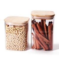Bouteilles en verre à haute teneur en borosilicate pour collations de 1600 ml avec couvercle en bambou