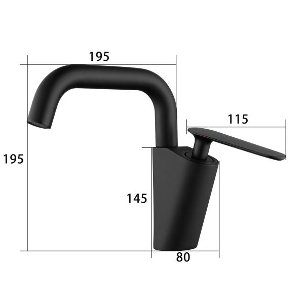 Lizhen-Hwa.Con Black Brass Bathroom Faucet with Modern Design and Hot/Cold Single Hole