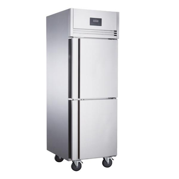Commercial Kitchen Restaurant Cooler Stainless Steel Upright Freezer Double Doors LED Light Open-Cooling Display Supermarket