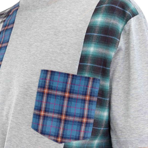Plaid Stitching Mens Trendy T Shirts Fabric Weight 120 Grams OEM / ODM Available