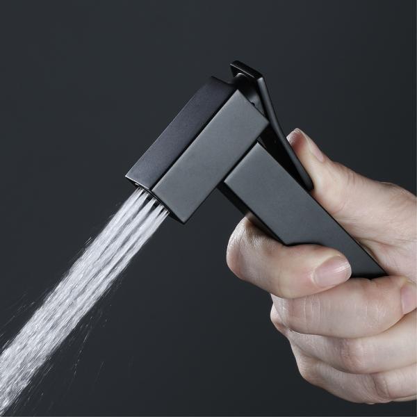 Toilet Flushing Spray Gun Set Stainless Steel Square Black Anti-Winding Hose Bidet Nozzle