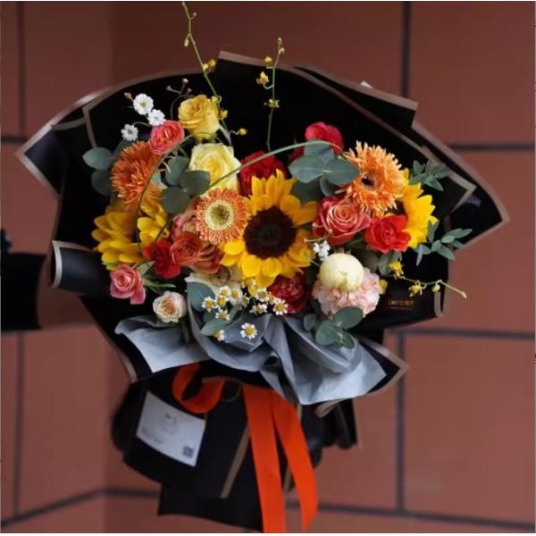 Hansu Paper Matte Paper Flower Wrapping Paper Golden Edge Jelly Film DIY Material for Flower Bouquets Shipping Time 30-45 Days