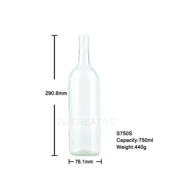 750ml Eco Efficient Bordeaux Clear Wine Bottles Bulk Screw Cap Table Wine 440g S750S